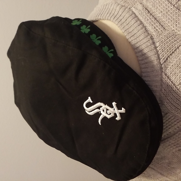 Other - CAP CHICAGO WHITE SOX Black SHAMROCK Beret Hat embroidered St. Patrick's Day